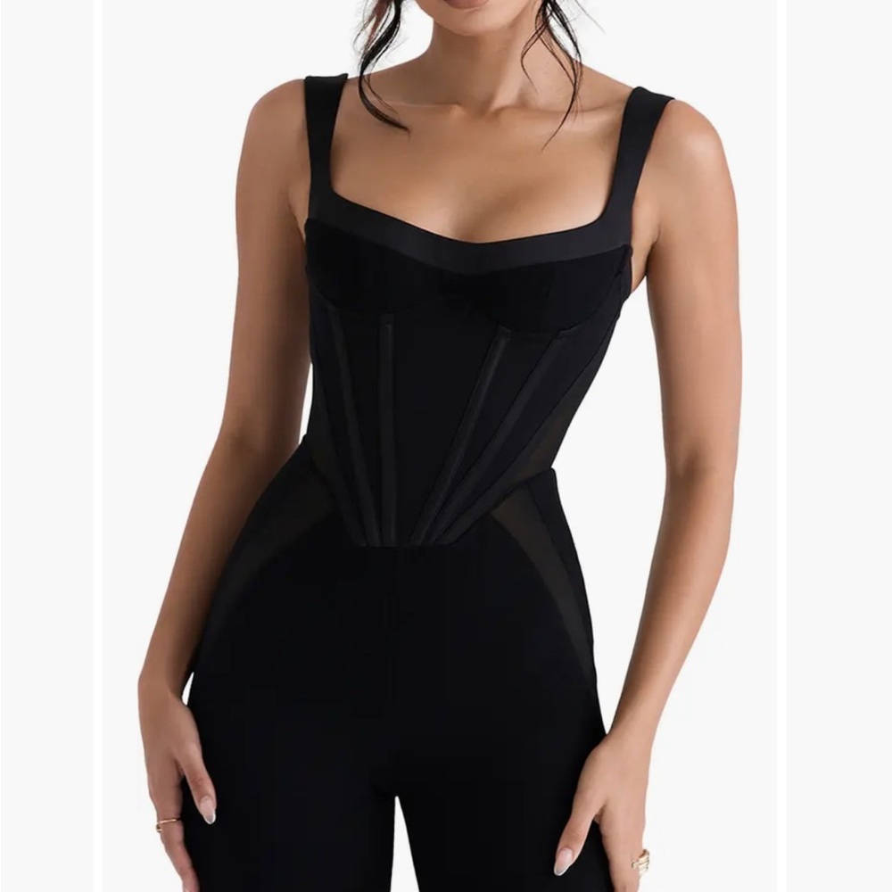 House of CB Mylene Corset Mesh Panel Jumpsuit